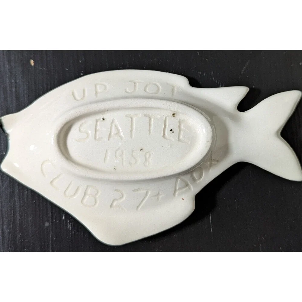 Vintage Ceramic Fish‎ Dish Black and White Seattle 1958